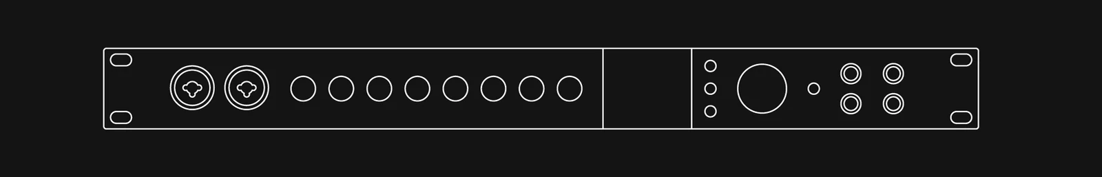 Diagrama oficial de controles frontales de Discrete 8 Oryx